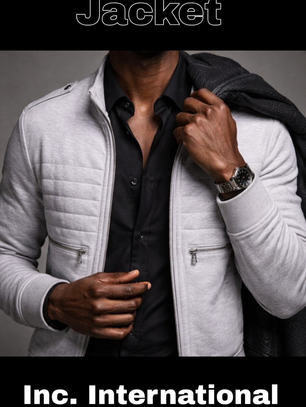 NWT Inc. INTERNATIONAL Men's light gray Zip Sweatshirt  jacket $89